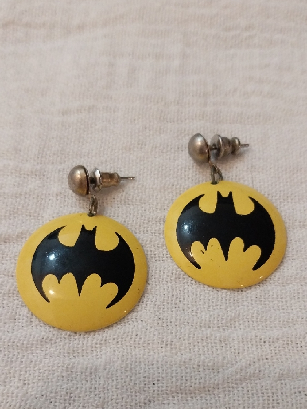 Batman Logo Yellow & Black Dangle Earrings